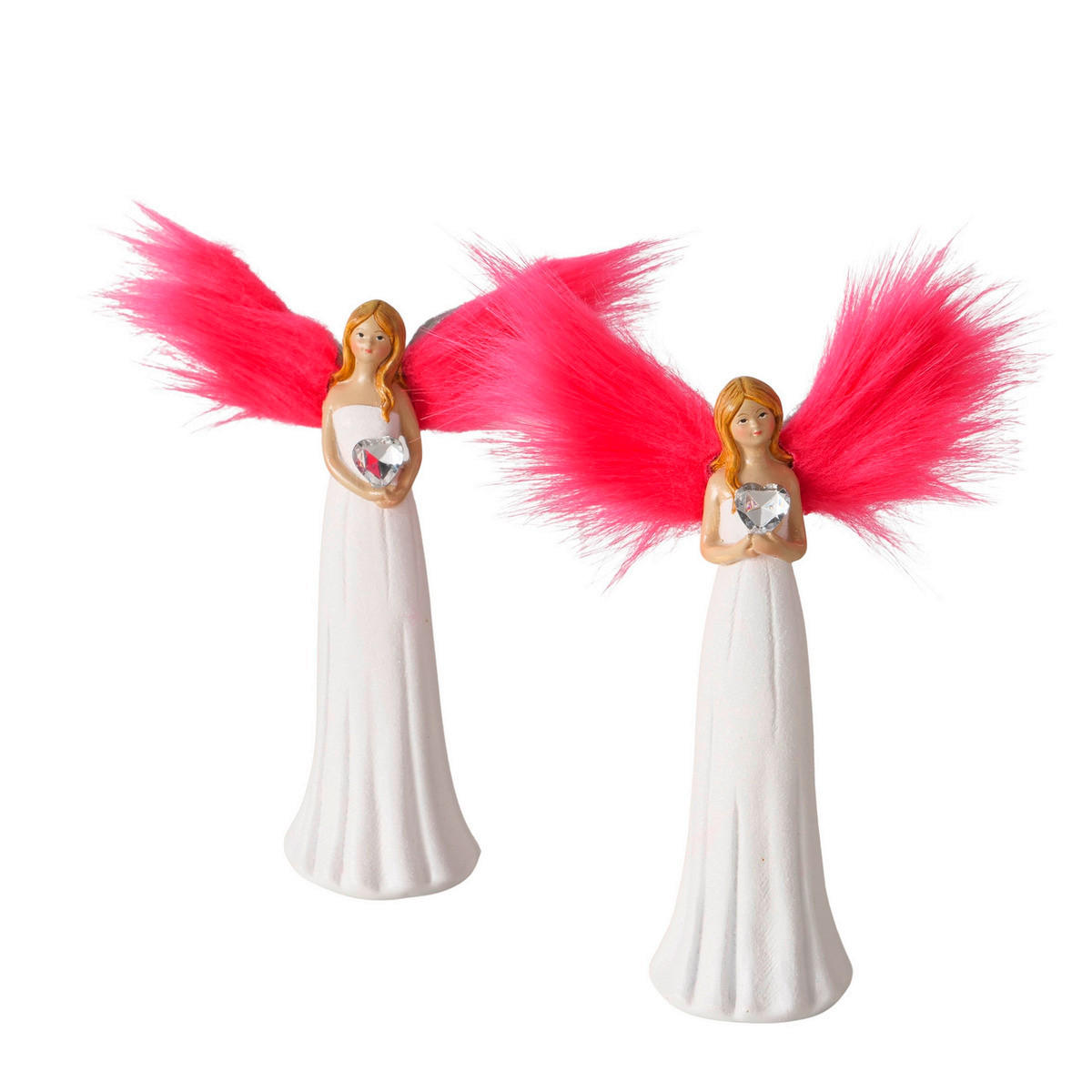 VÁNOČNÍ FIGURKA - bílá/pink, Basics, textil/plast (13/5,5/20cm)