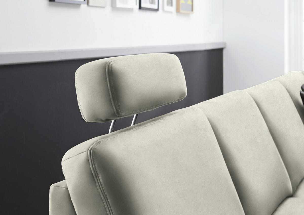 WOHNLANDSCHAFT in Velours Ecru  - Ecru/Eichefarben, Konventionell, Holz/Textil (235/316/167cm) - Beldomo System