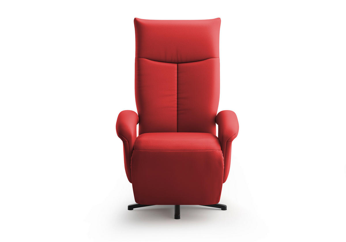 SESSEL in Echtleder Rot  - Rot/Schwarz, Konventionell, Leder/Metall (74/112/82cm) - Sit & More