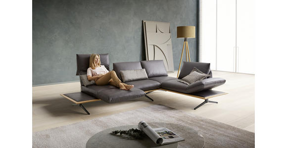 ECKSOFA in Echtleder Braun  - Schwarz/Braun, Design, Leder/Holz (282/205cm) - Dieter Knoll