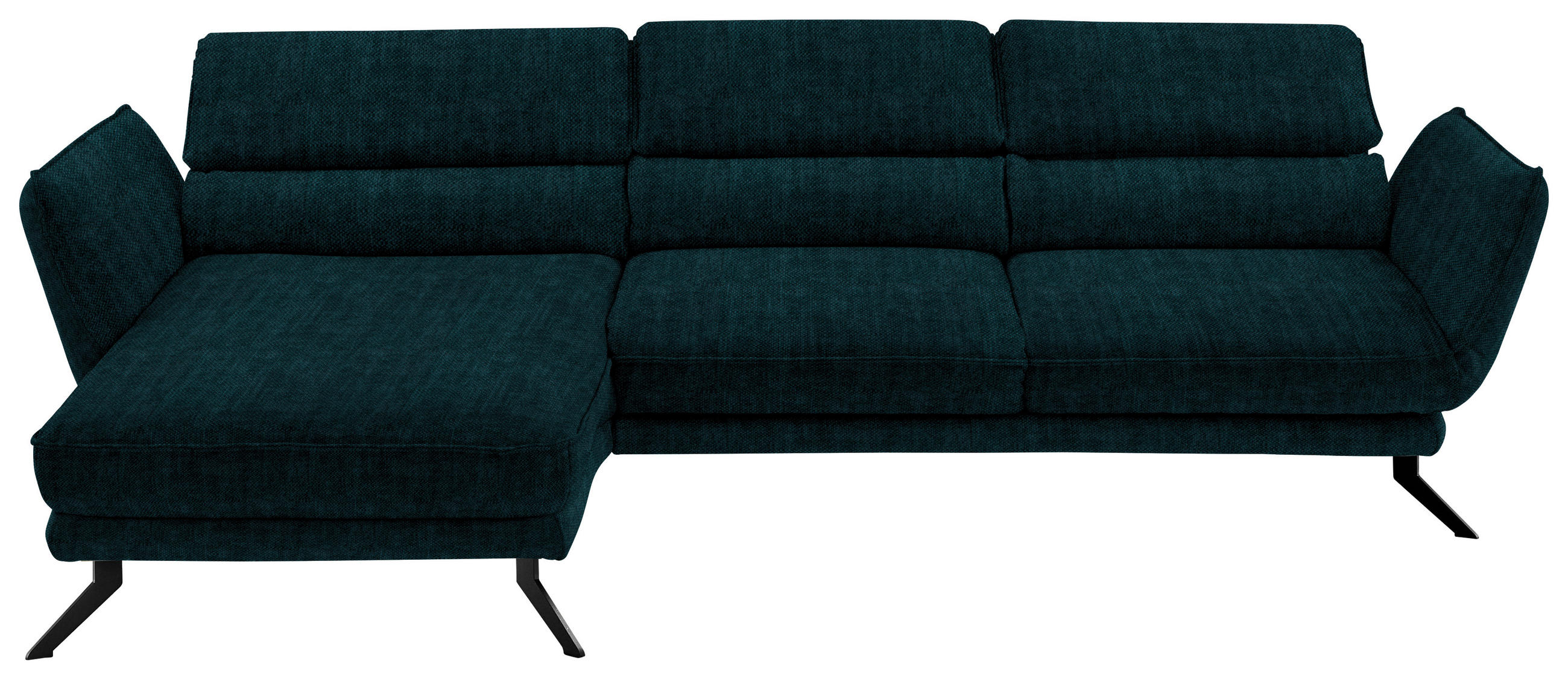 ECKSOFA in Velours Waldgrün  153/283 cm  - Waldgrün/Schwarz, Design, Textil/Metall (153/283cm) - Valdera