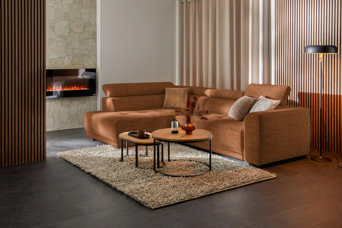 ECKSOFA in Struktur Rostfarben  205/284 cm  - Rostfarben/Schwarz, Design, Kunststoff/Textil (205/284cm) - Xora