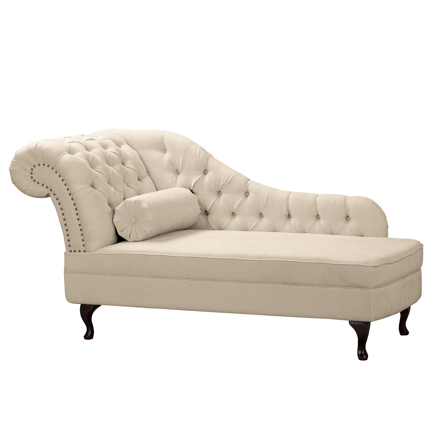 RÉCAMIERE Mikrofaser Creme  - Creme/Braun, Design, Holz/Textil (185/93/75cm) - Livetastic