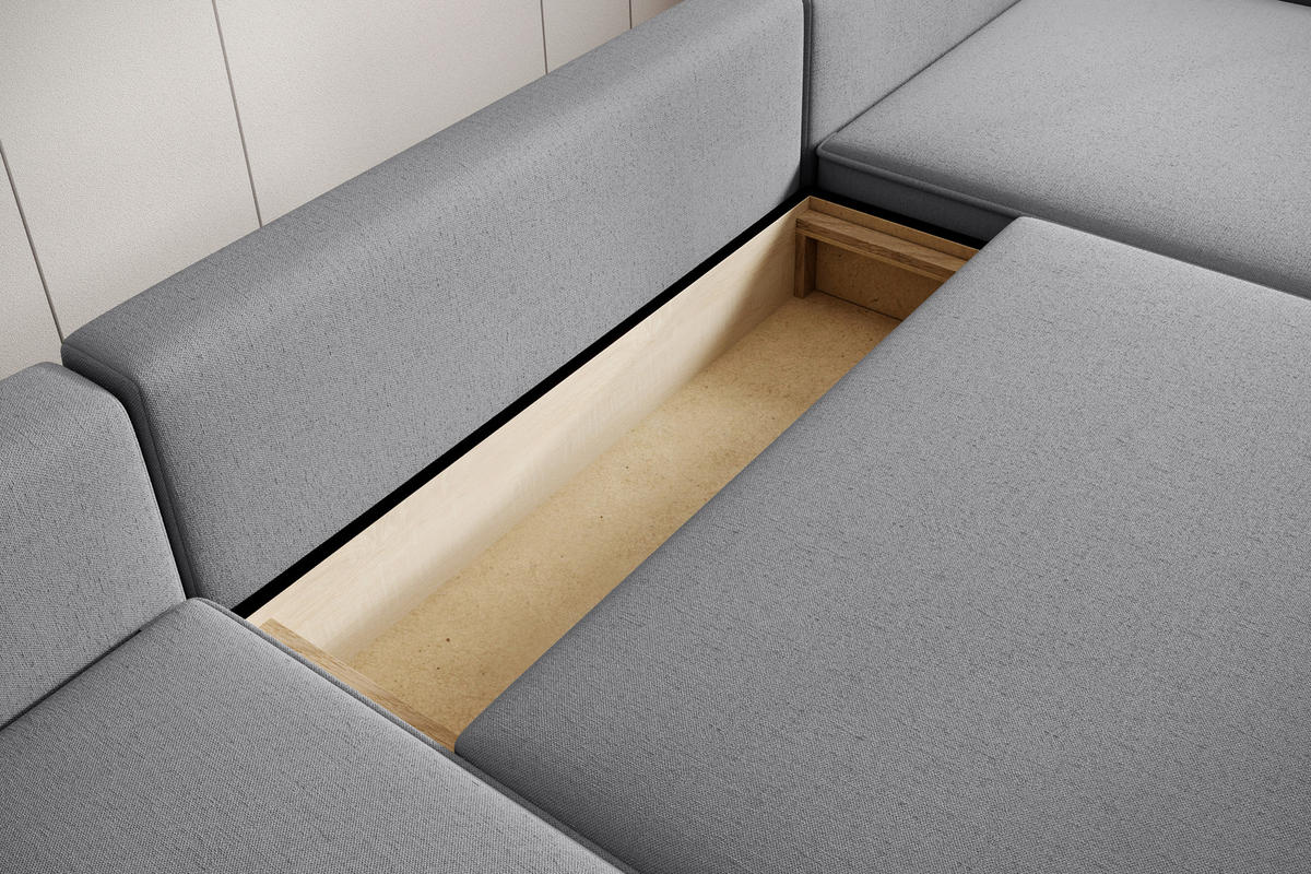 WOHNLANDSCHAFT CHALLENGE Grau Struktur  - Schwarz/Grau, MODERN, Kunststoff/Textil (168/333/168cm) - Trendmanufaktur