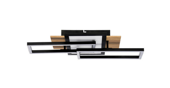 LED-DECKENLEUCHTE Mei 35/56/10 cm  - Schwarz/Naturfarben, Trend, Holz/Kunststoff (35/56/10cm) - Novel