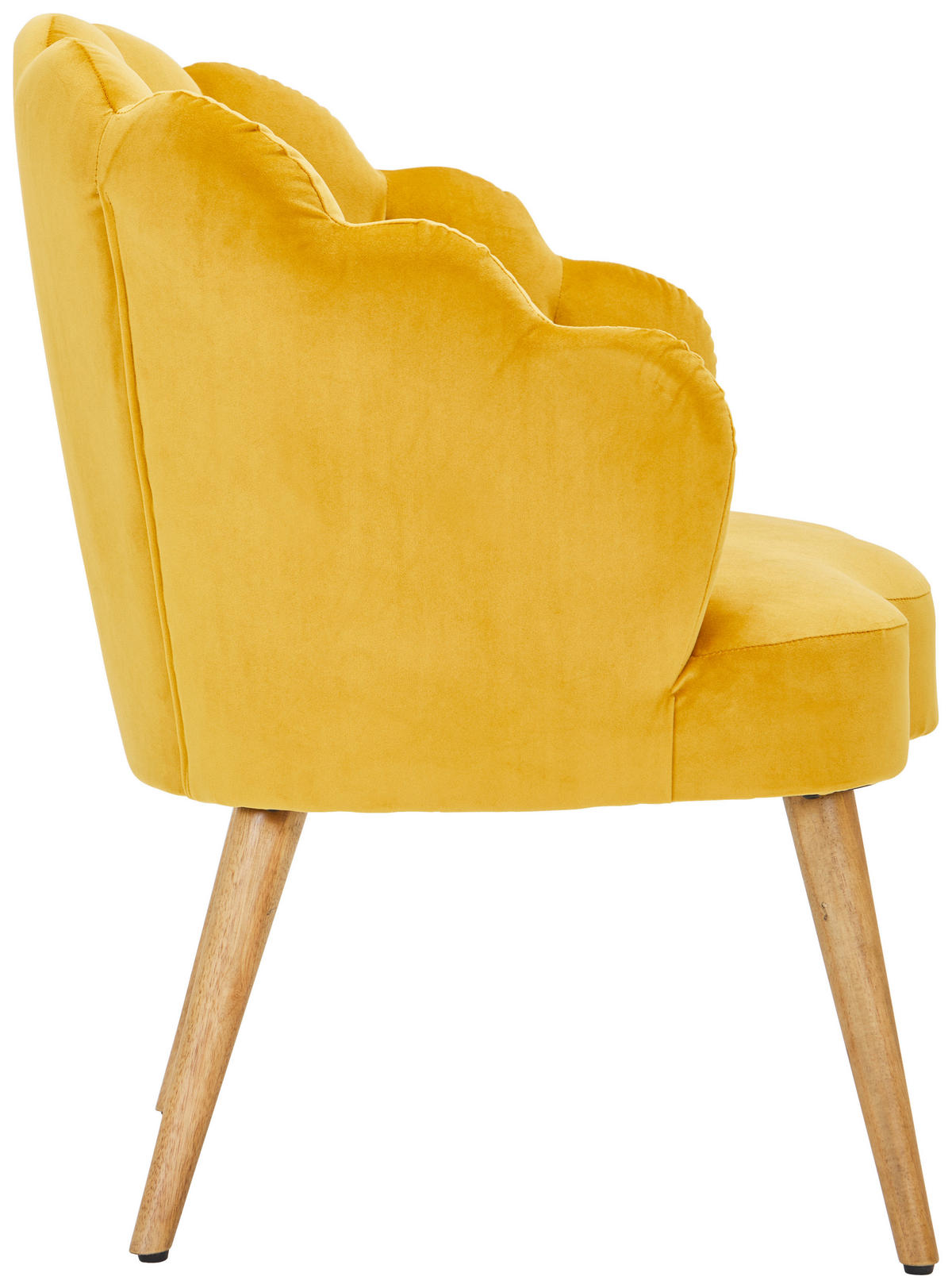 SESSEL Samt Gelb, Ecru    - Ecru/Gelb, Design, Holz/Textil (67/80/65cm) - MID.YOU