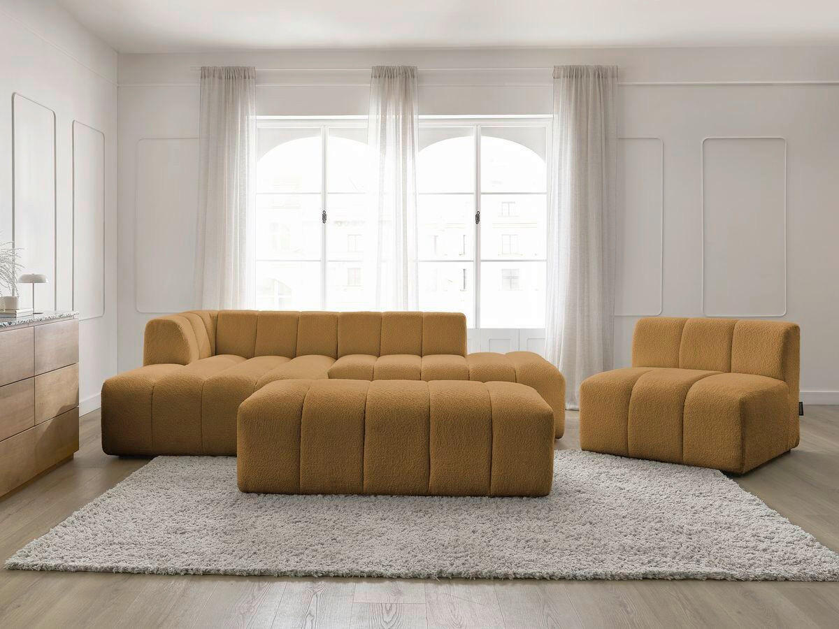 ECKSOFA Ottomane links  ANNECY Gelb Bouclé  - Gelb/Schwarz, MODERN, Kunststoff/Textil (170/262cm)