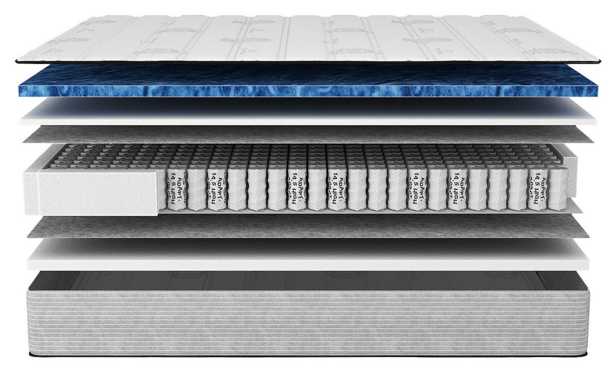 TASCHENFEDERKERNMATRATZE Nice H3, 160/220 cm, Höhe ca.: 26 cm, H3 = fest, 7-Zonen - Weiß, Basics, Textil (160/220cm) - Livetastic