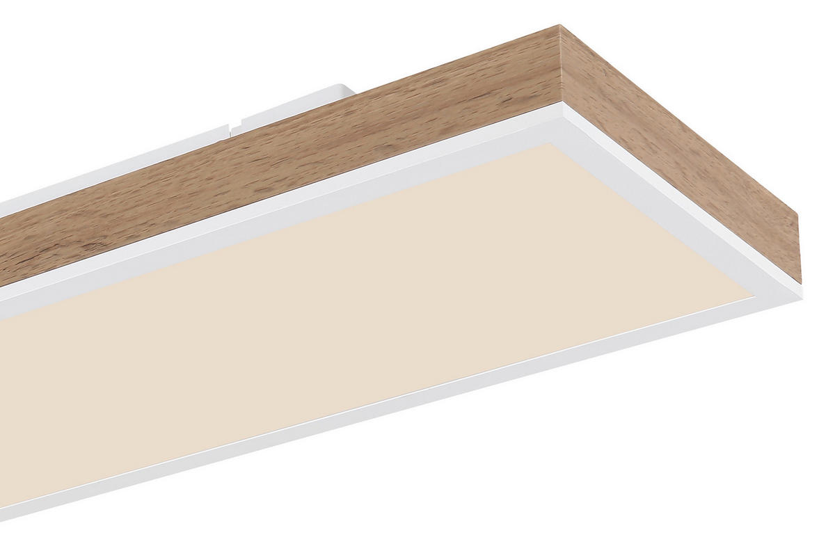 LED-DECKENLEUCHTE 24 W    80/20/7,8 cm  - Weiss/Dunkelbraun, Natur, Holzwerkstoff/Kunststoff (80/20/7,8cm) - Globo