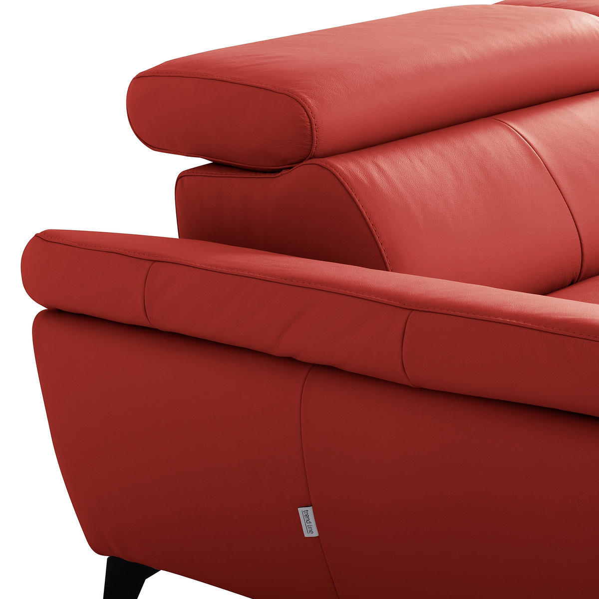 ECKSOFA Lederlook Echtleder Rot  - Rot/Schwarz, Design, Leder/Textil (179/252cm) - Livetastic