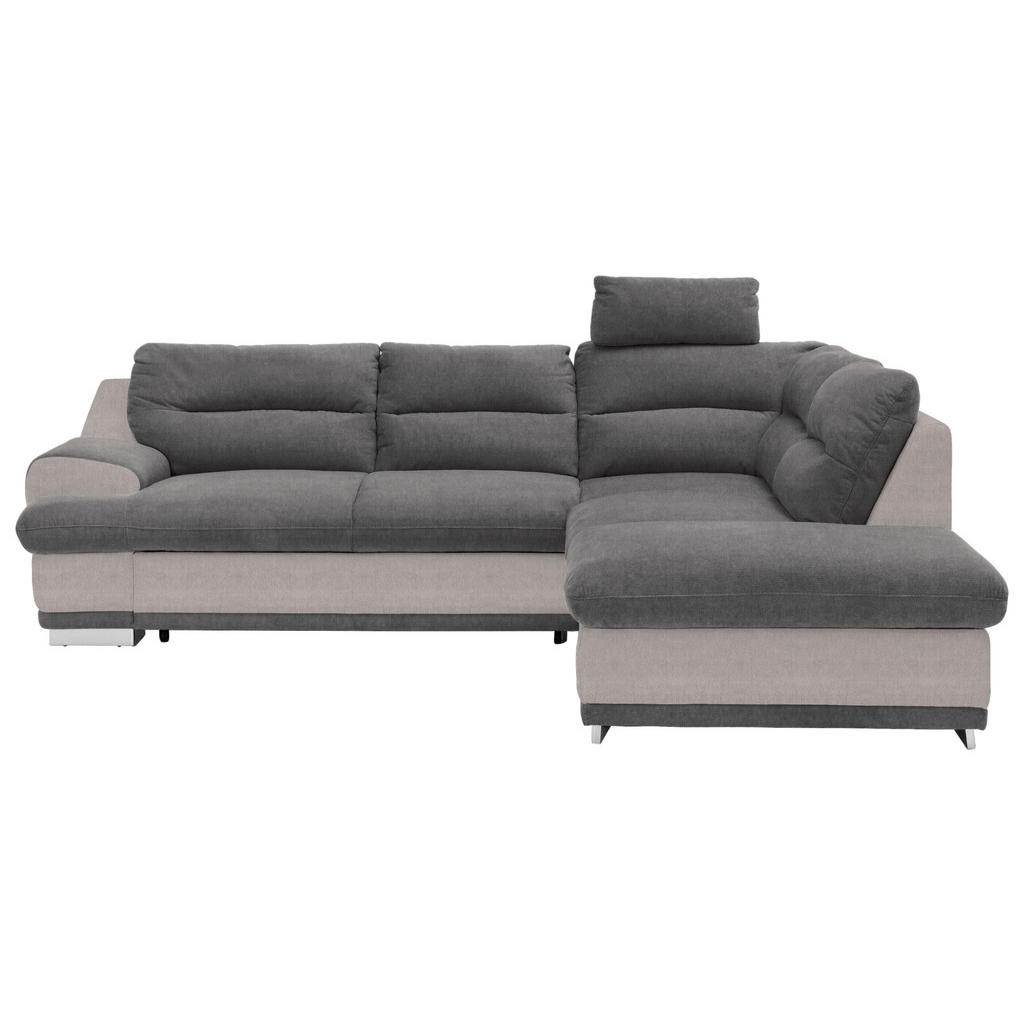 Thumbnail - Mid.you Ecksofa, Hellgrau, Anthrazit, Textil, 4-Sitzer, Ottomane rechts, L-Form, 264x217 cm, Made in EU, seitenverkehrt ...