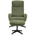RELAXSESSELSET inkl. Funktion Cord Relaxfunktion, Hocker - Schwarz/Olivgrün, Design, Textil/Metall (75/106/74cm) - Xora