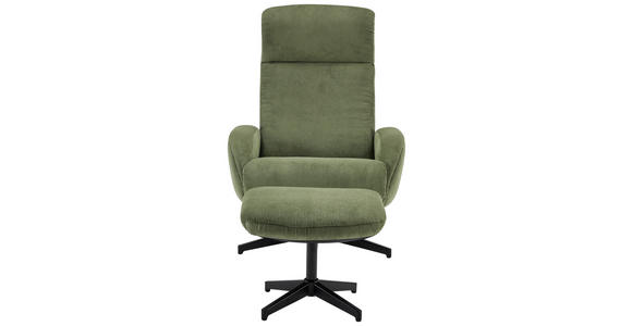RELAXSESSELSET inkl. Funktion Cord Relaxfunktion, Hocker - Schwarz/Olivgrün, Design, Textil/Metall (75/106/74cm) - Xora