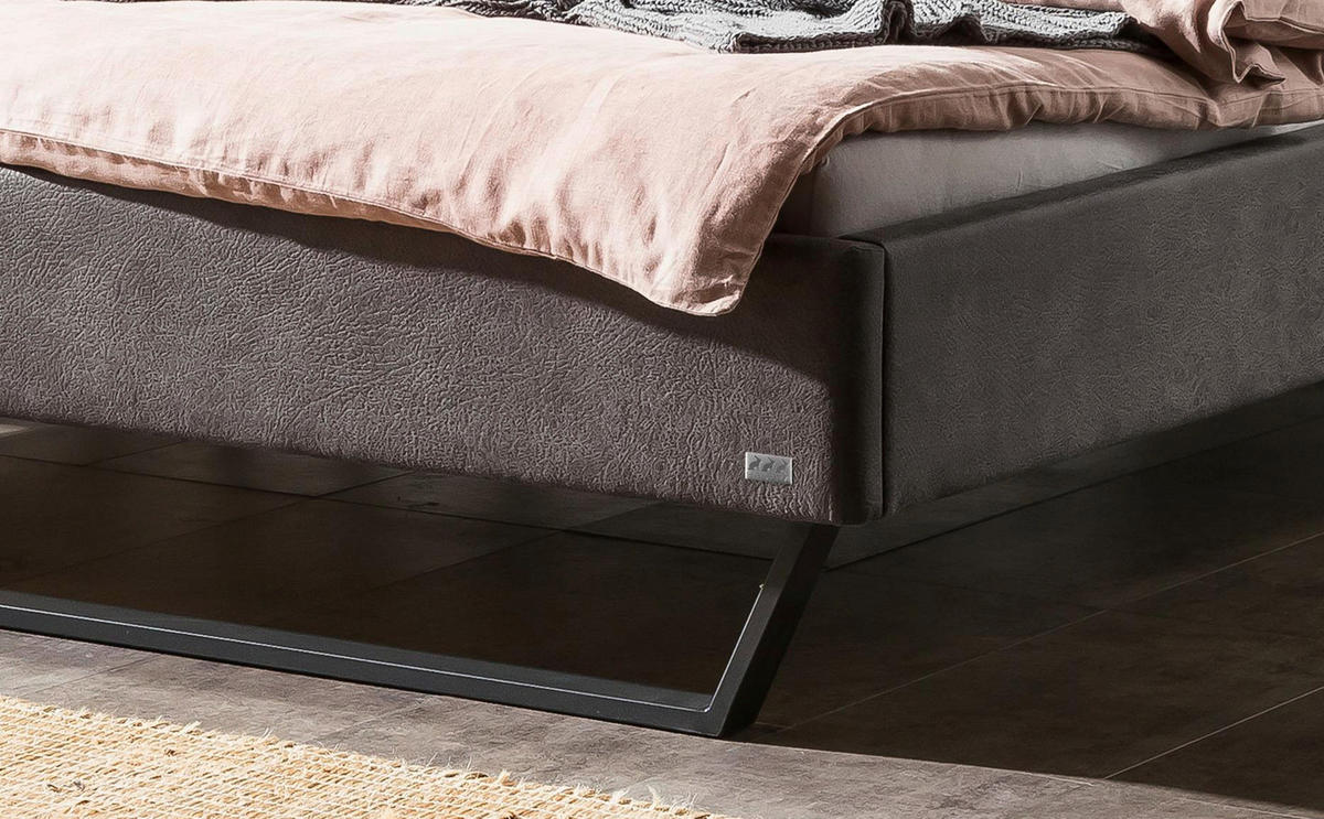 POLSTERBETT gepolstertes Kopfteil 180/200 cm  in Anthrazit  - Anthrazit, KONVENTIONELL, Textil/Metall (180/200cm) - Hasena