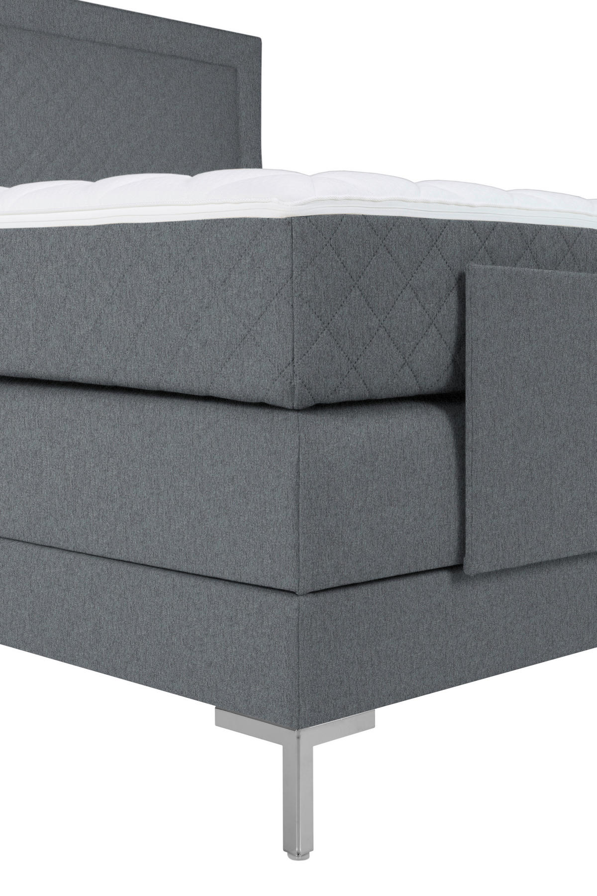 BOXSPRINGBETT 180/200 cm  in Dunkelgrau  - Dunkelgrau/Alufarben, Design, Textil/Metall (180/200cm) - Welnova