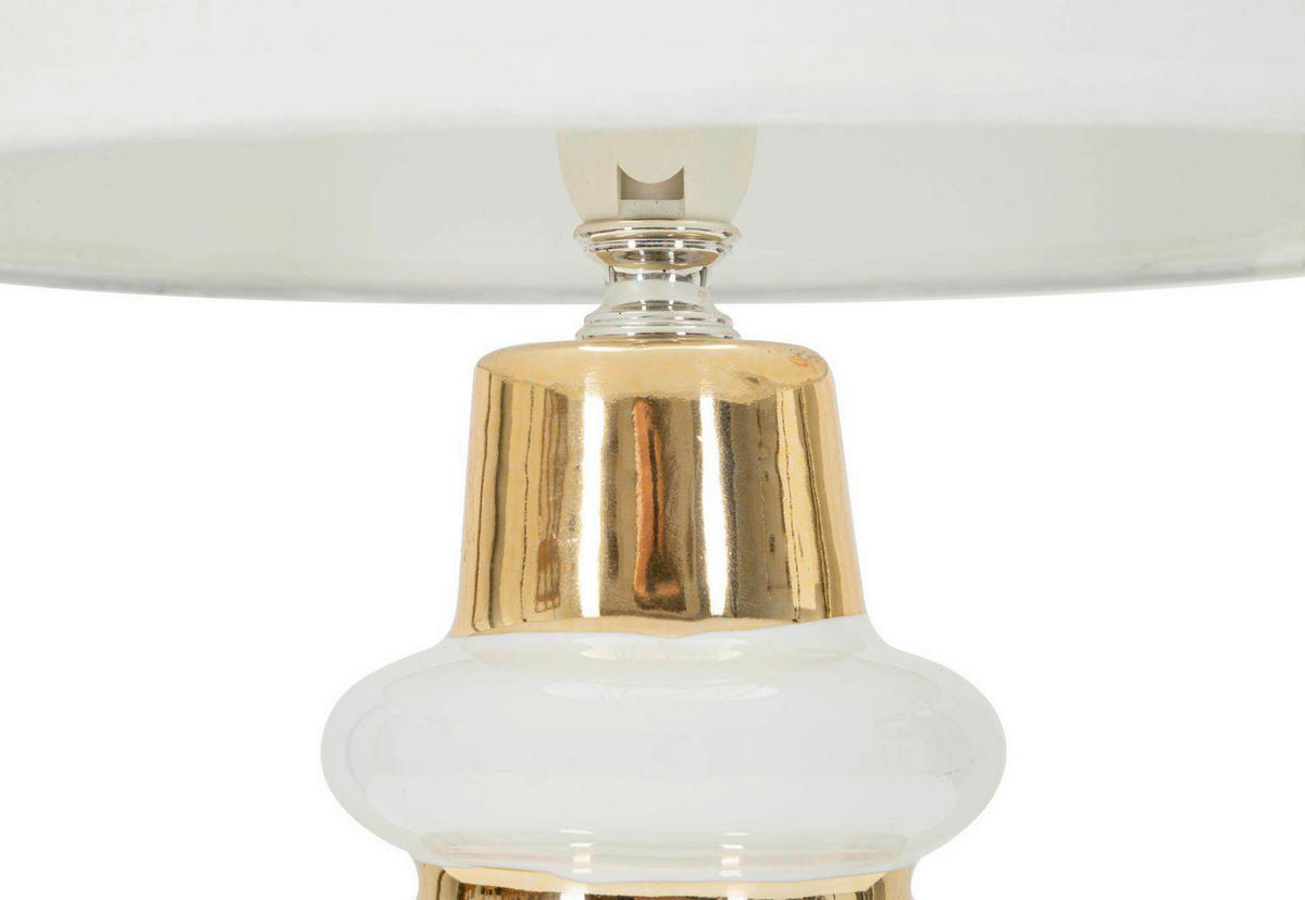 STOLNÁ LAMPA, 23/32/23 cm - biela/zlatá, Basics, kov/textil (23/32/23cm)