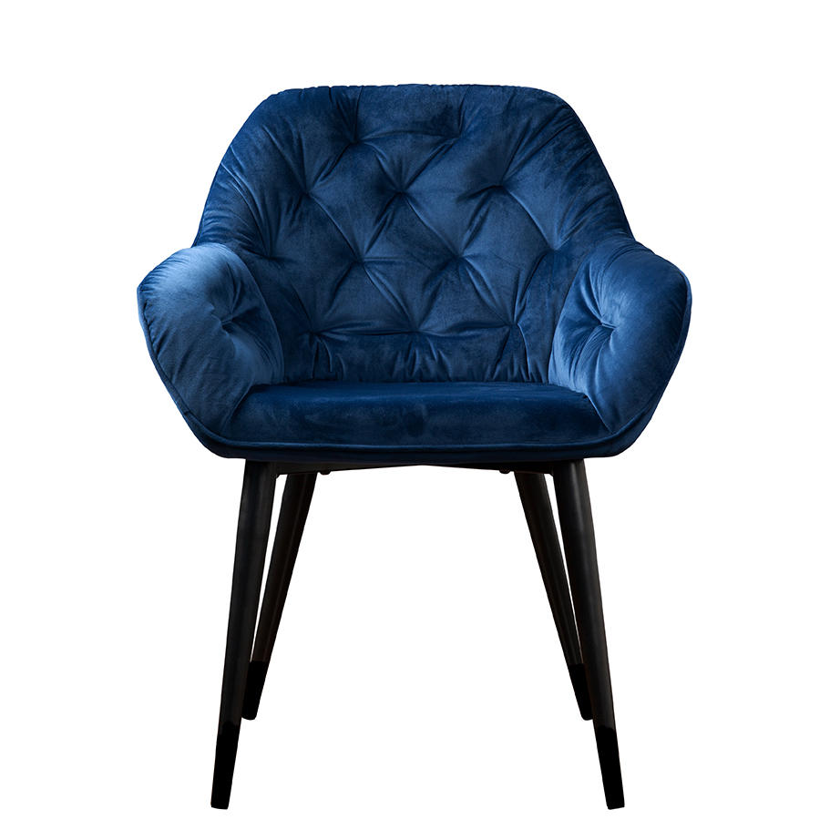 Thumbnail - Mid.you Stuhl, Anthrazit, Dunkelblau, Metall, Textil, Rundrohr, 62x82x60 cm, Esszimmer, Stühle, Esszimmerstühle