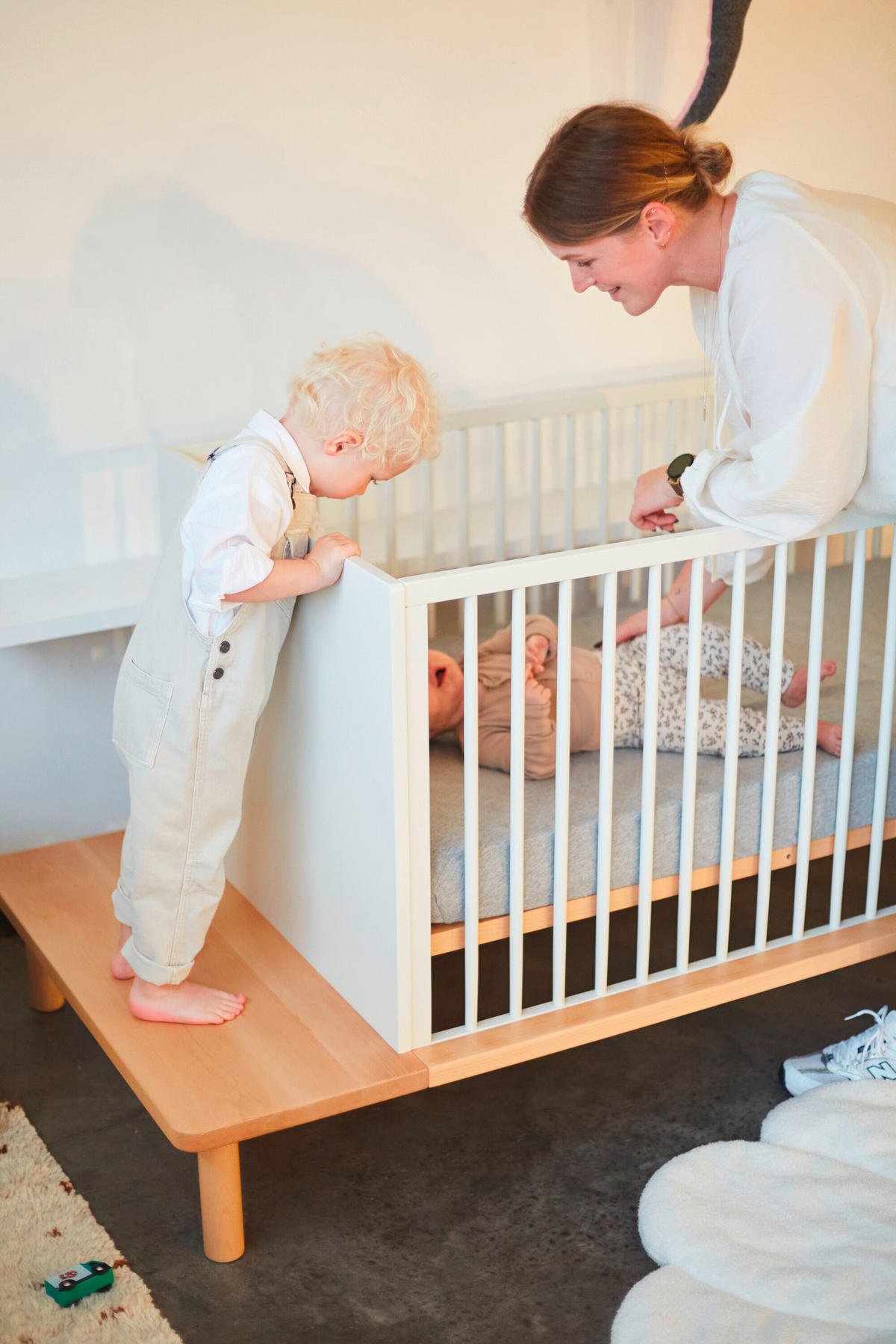 GITTERBETT Evobed 5in1 Naturel inkl. Rausfallschutz B140PLF  - Weiß/Naturfarben, KONVENTIONELL (182/84/84cm) - Childhome