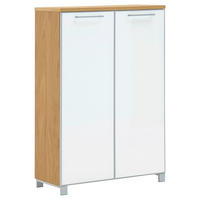 SCHUHSCHRANK Eiche furniert Weiß, Eiche Bianco  - Chromfarben/Eiche Bianco, Design, Glas/Holz (84/126/37cm)
