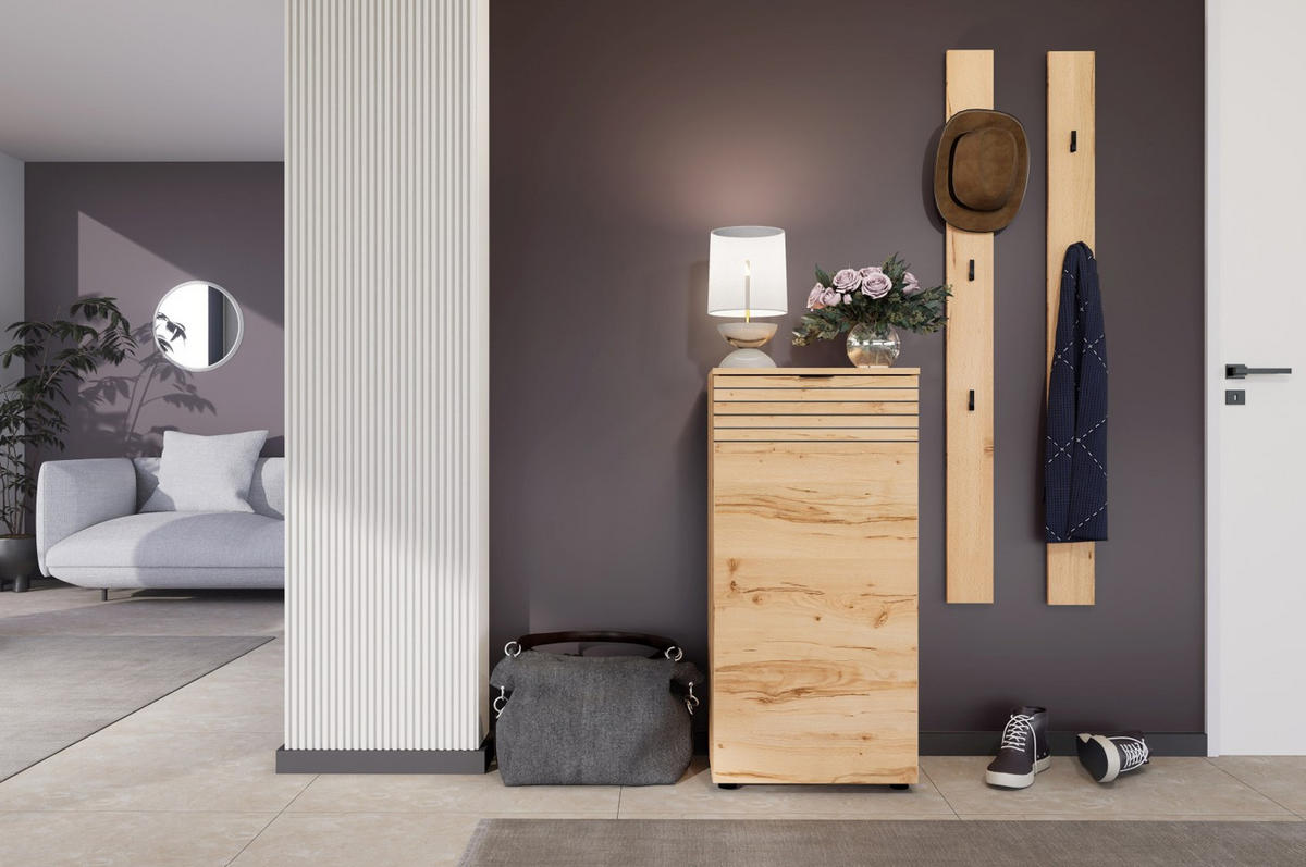 SCHUHSCHRANK Buchefarben  - Buchefarben/Schwarz, Design, Holzwerkstoff/Metall (50/103/38cm) - MID.YOU