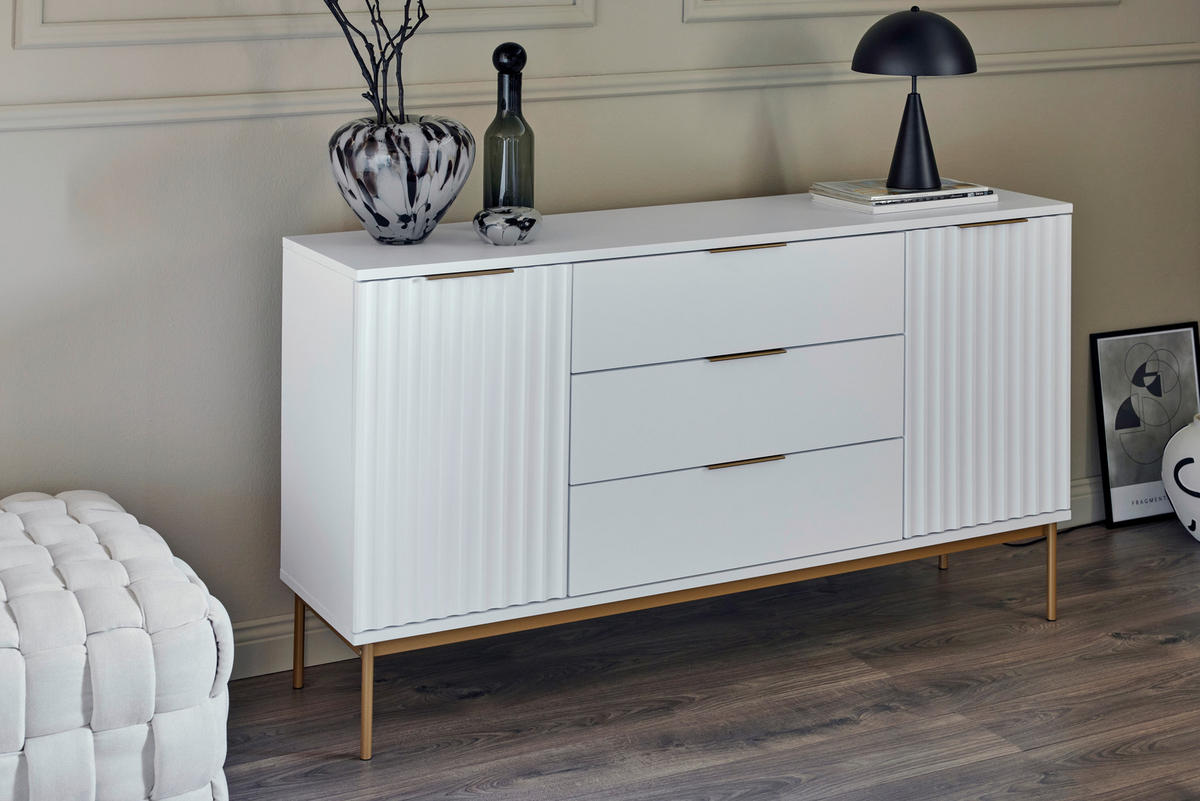SIDEBOARD Carve  in 150/83/40 cm  - Goldfarben/Weiß, MODERN, Holzwerkstoff/Metall (150/83/40cm)