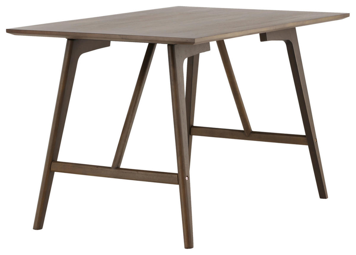 ESSTISCH Kautschukholz furniert, massiv rechteckig Dunkelbraun  - Dunkelbraun, Design, Holz/Holzwerkstoff (120/80/75cm) - Livetastic