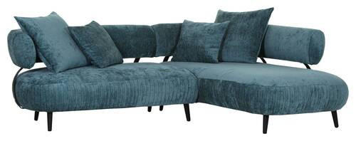 ECKSOFA in Chenille Türkis  265/200 cm  - Türkis/Schwarz, Design, Holz/Textil (265/200cm) - Landscape