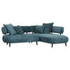 ECKSOFA in Chenille Türkis  - Türkis/Schwarz, Design, Holz/Textil (265/200cm) - Landscape