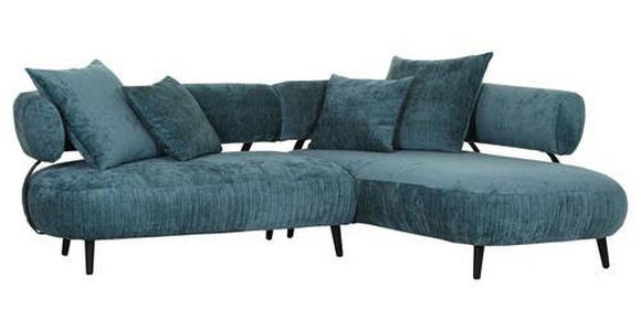 ECKSOFA Türkis Chenille  - Türkis/Schwarz, Design, Holz/Textil (265/200cm) - Landscape