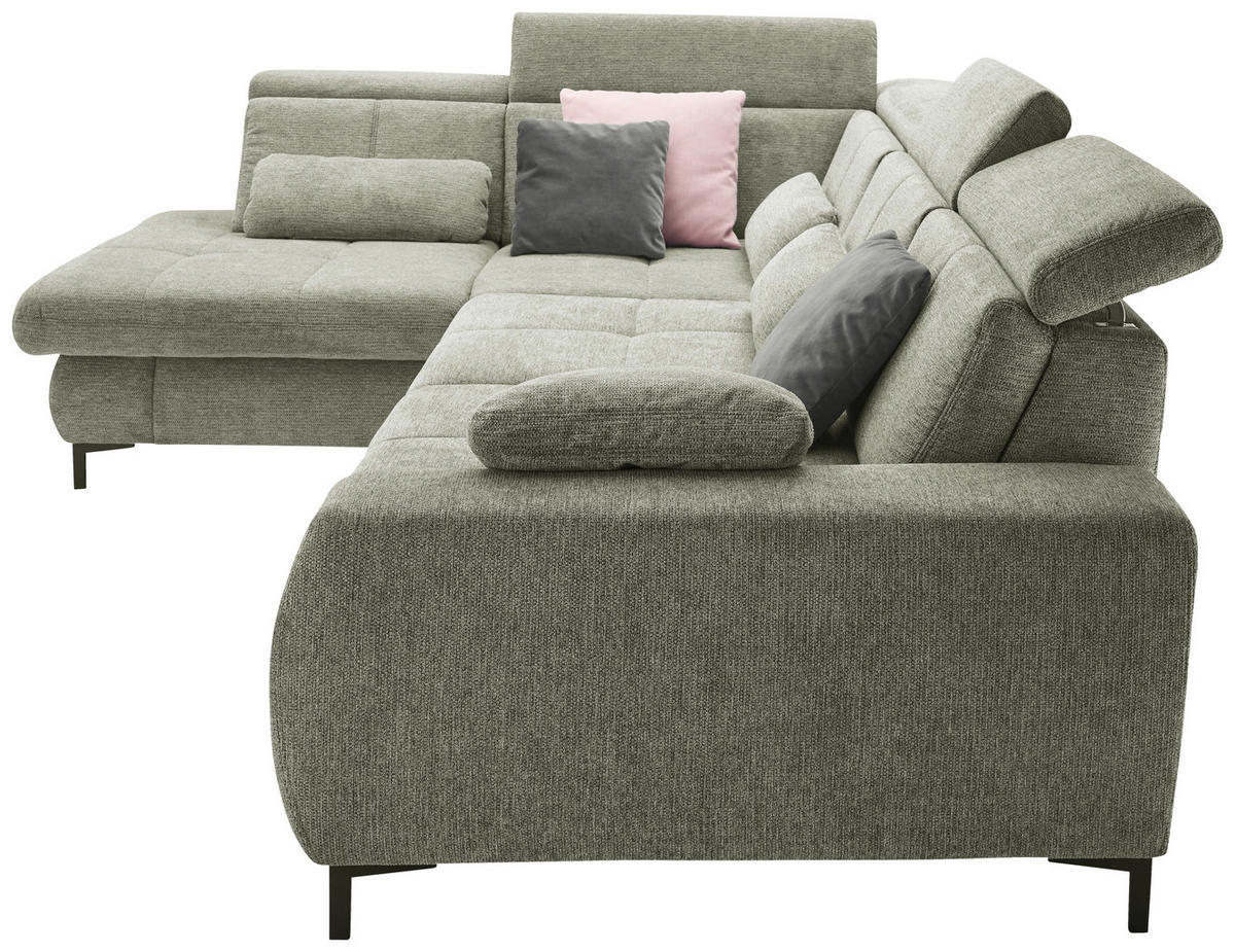 ECKSOFA Grün Webstoff  - Schwarz/Grün, KONVENTIONELL, Textil/Metall (220/314cm) - SetOne by Musterring