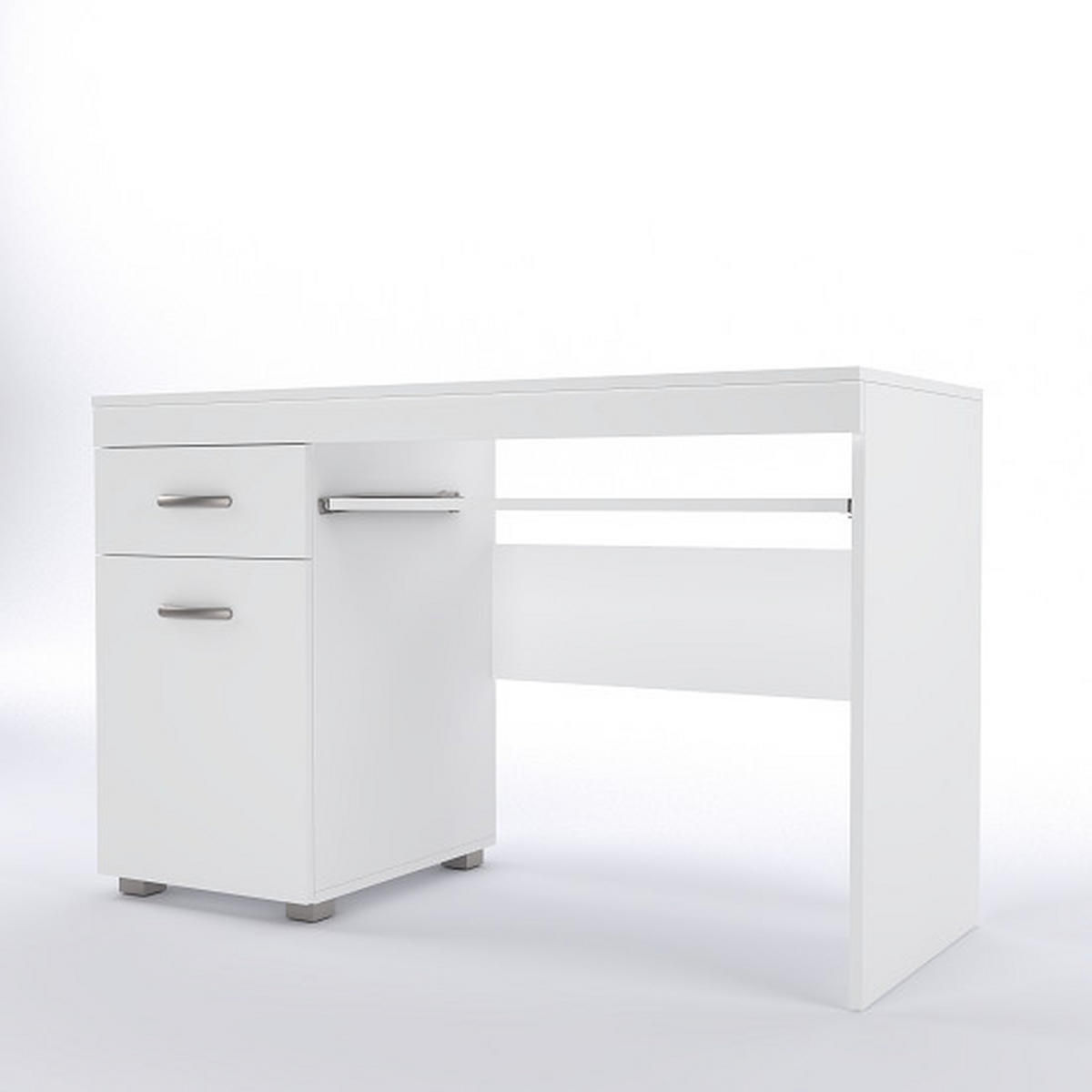 PISAĆI STOL  bijela  drvni materijal  - bijela/boje aluminija, Moderno, drvni materijal/metal (120/49.5/75.5cm)