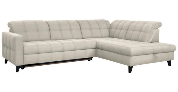 ECKSOFA in Webstoff Ecru 297/216 cm - Ecru/Schwarz, Design, Holz/Textil (297/216cm) - Xora