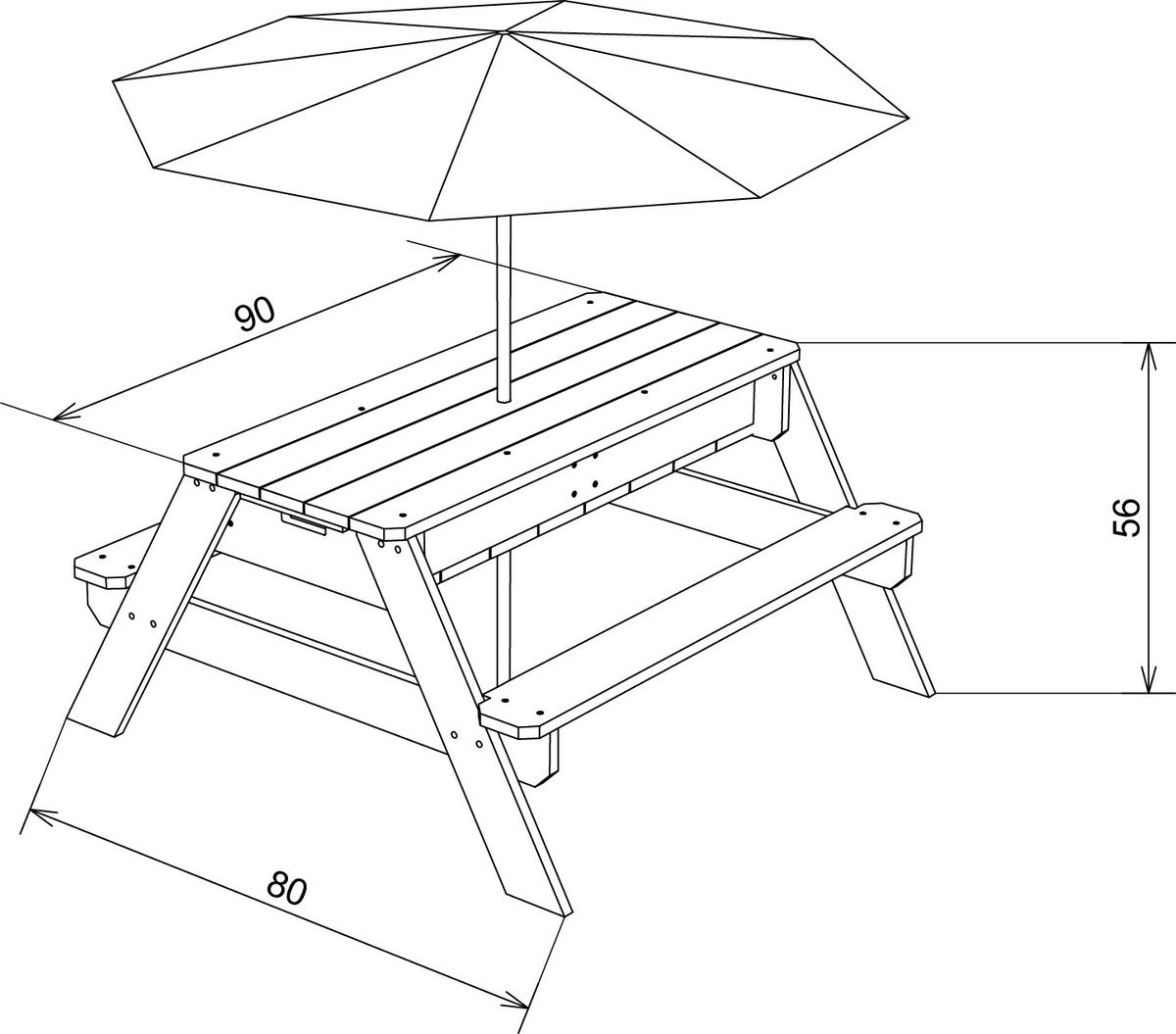 DETSKÝ ZÁHRADNÝ STÔL hnedá - hnedá, drevo (80/56/90cm)