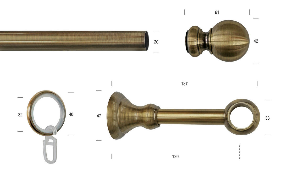VORHANGSTANGE 300 cm  - Bronzefarben, KONVENTIONELL, Metall (300cm)