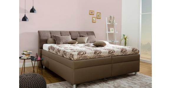 POLSTERBETT Matratze, gepolstertes Kopfteil, Lattenrost Braun 160/200 cm  - Alufarben/Braun, KONVENTIONELL, Textil (160/200cm) - Esposa