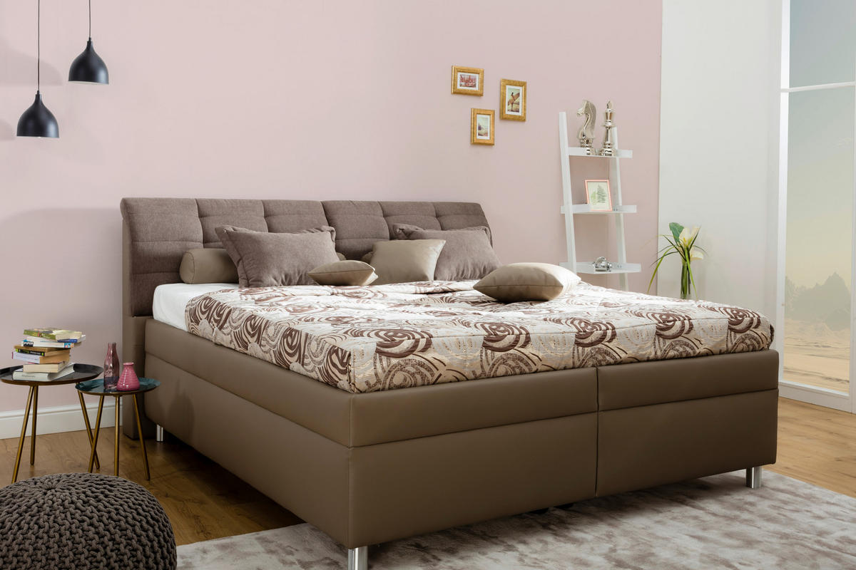 POLSTERBETT 160/200 cm  in Braun  - Alufarben/Braun, Konventionell, Textil (160/200cm) - Esposa