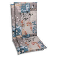 SESSELAUFLAGENSET Blätter  - Taupe/Blau, Basics, Textil (48/4/118cm)