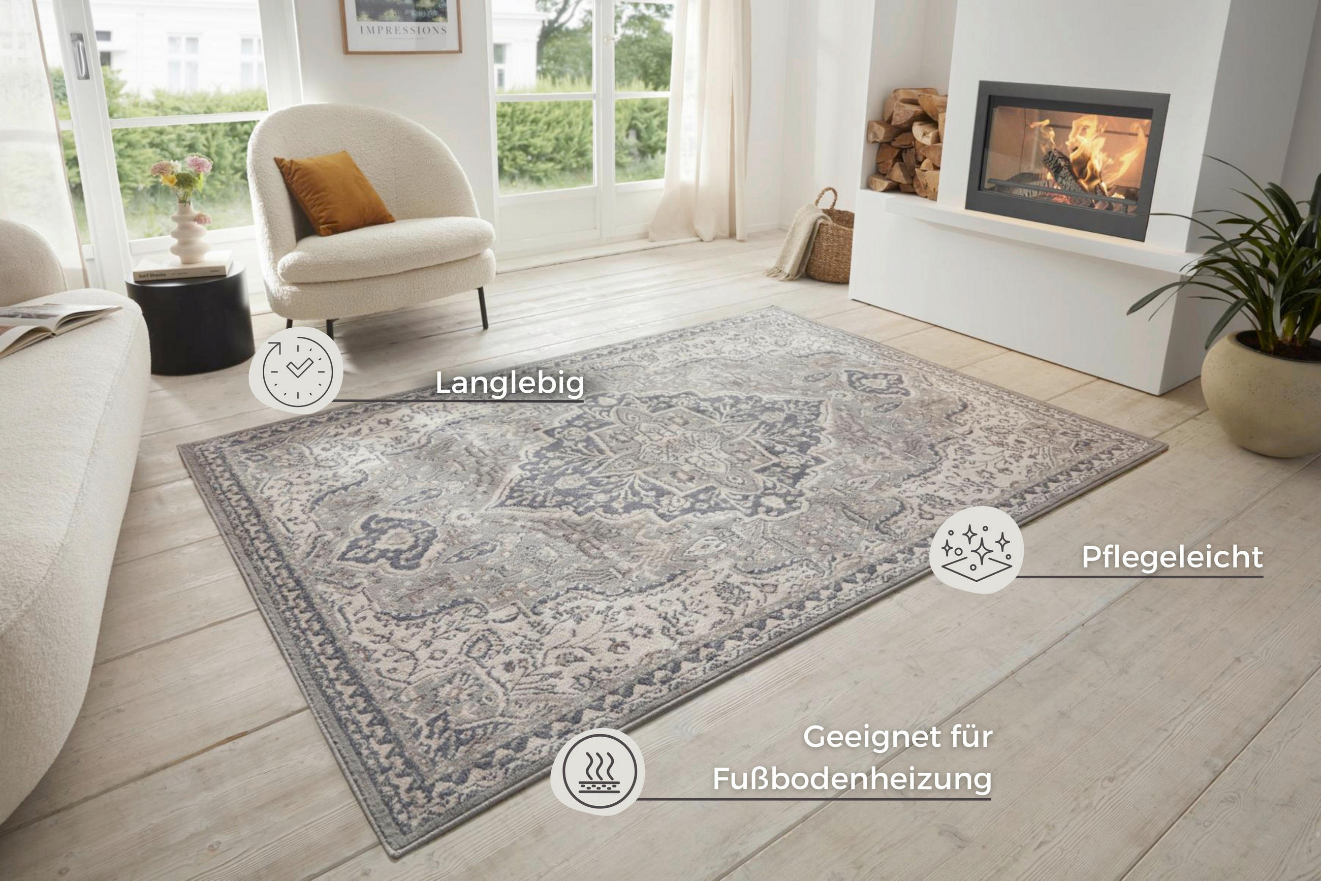 FLACHWEBETEPPICH 80/120 cm Terrain Creme  - Creme, Design, Kunststoff/Textil (80/120cm)