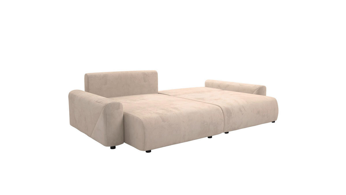 Ecksofa inkl. Funktion Beige Cord  - Beige/Schwarz, MODERN, Kunststoff/Textil (168/238cm) - Stylife