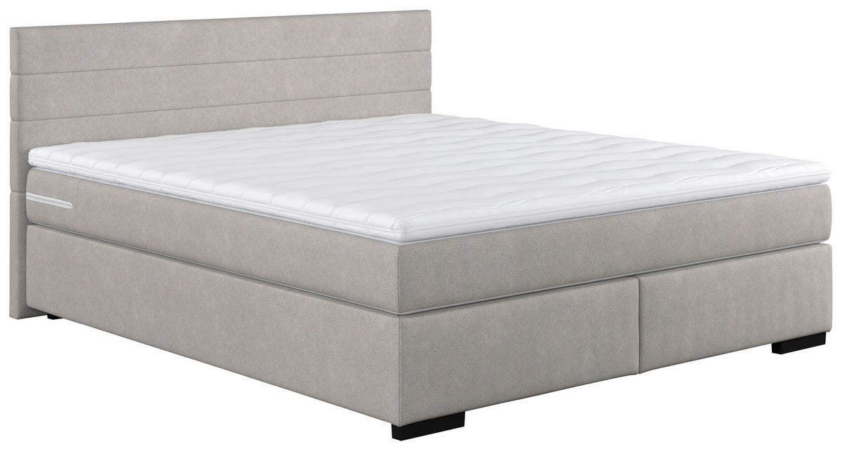 POSTELJA BOXSPRING   x  , les, umetna masa, tekstil siva  - siva/črna, Basics, umetna masa/tekstil (180/200cm) - Carryhome