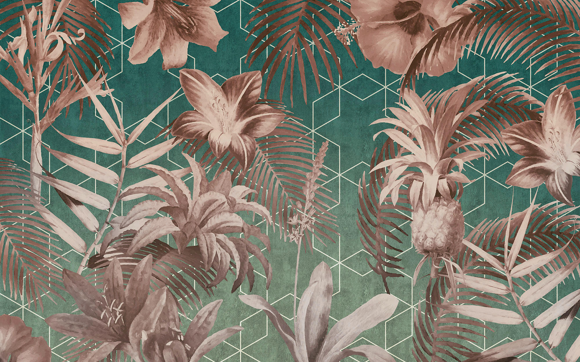 Xora Vliestapete Grün, Rosa 400x250 cm