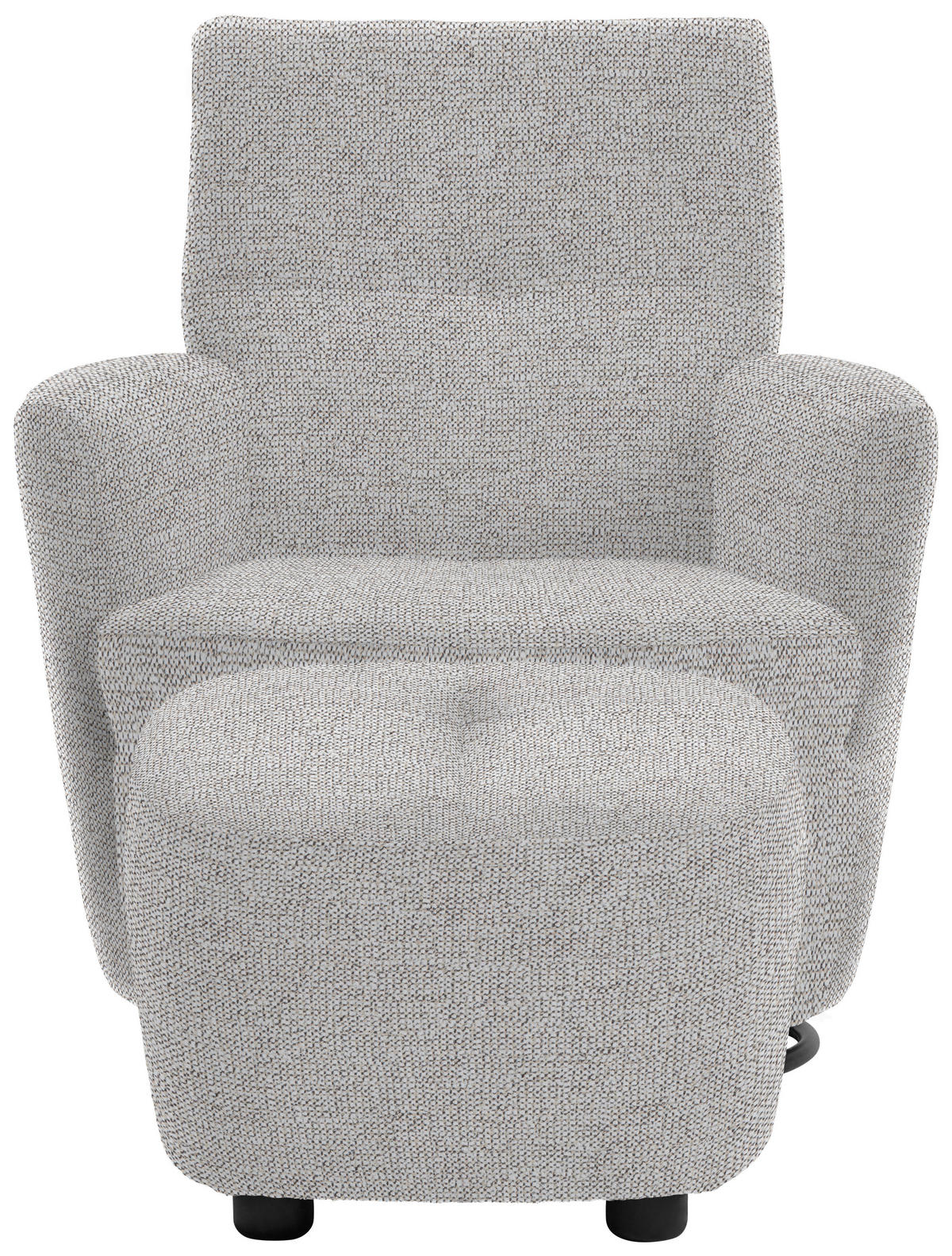 SESSEL in Chenille, Flachgewebe Ecru  - Ecru/Schwarz, Design, Textil/Metall (81/92/84cm) - Xora