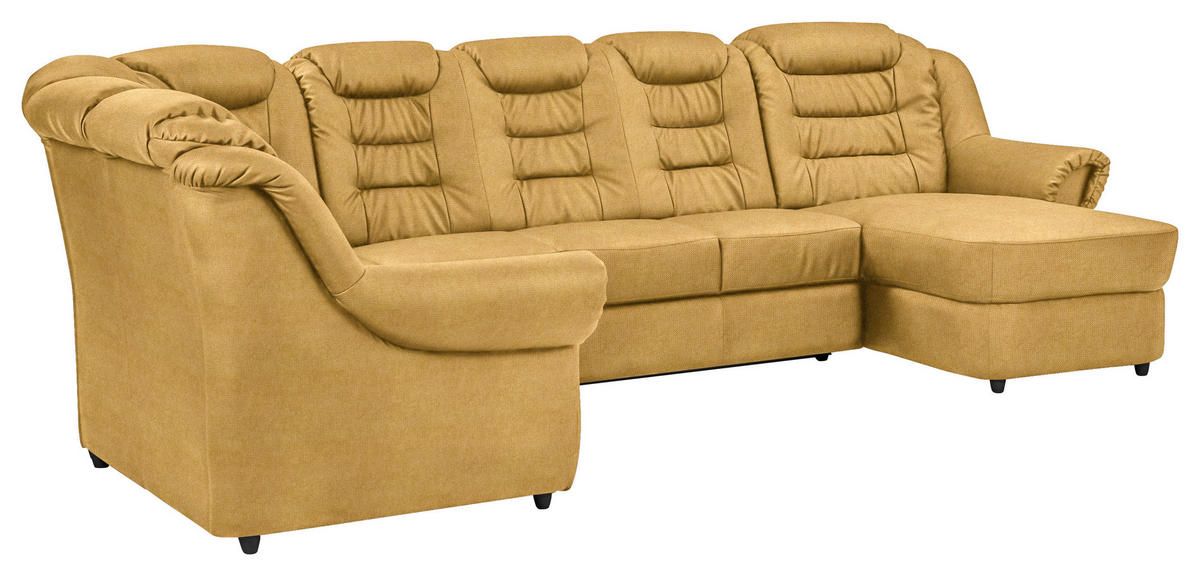 WOHNLANDSCHAFT in Chenille Gelb  - Gelb/Schwarz, Konventionell, Kunststoff/Textil (216/333/165cm) - Livetastic