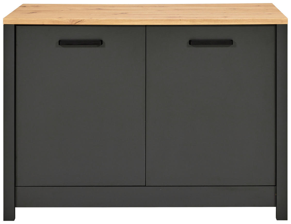 SPÜLENUNTERSCHRANK 130,3/92/60 cm  in Anthrazit, Eiche Artisan  - Anthrazit/Schwarz, MODERN, Holzwerkstoff/Metall (130,3/92/60cm) - home24