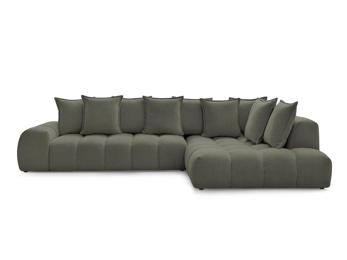 ECKSOFA Ottomane rechts  EVEREST Grün Flachgewebe  - Schwarz/Grün, MODERN, Kunststoff/Textil (352/210cm)