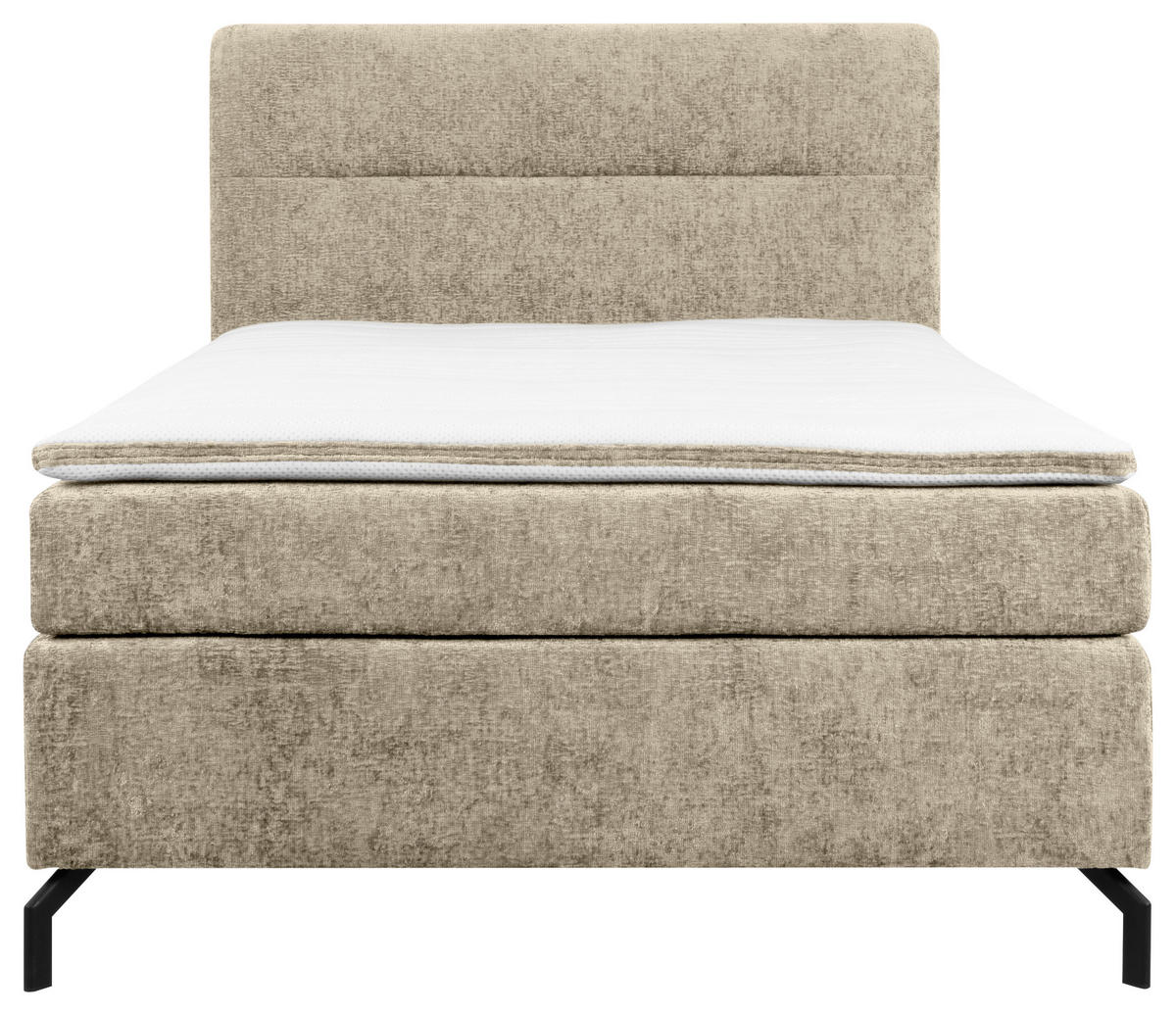 BOXSPRINGBETT 140/200 cm  in Hellbraun  - Hellbraun/Schwarz, Design, Textil/Metall (140/200cm) - Esposa