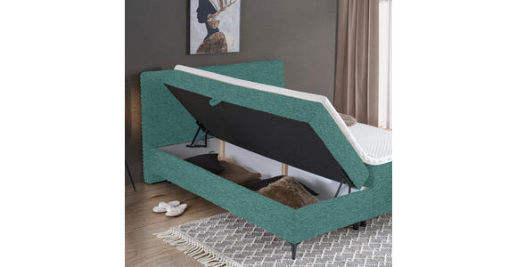 BOXBETT 160/200 cm in Petrol - Petrol/Schwarz, Design, Holz/Holzwerkstoff (160/200cm) - Xora