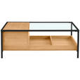 COUCHTISCH Eiche furniert, massiv ESG 110/60/40 cm rechteckig Klar, Naturfarben, Schwarz  - Klar/Eichefarben, Natur, Glas/Holz (110/60/40cm) - Novel