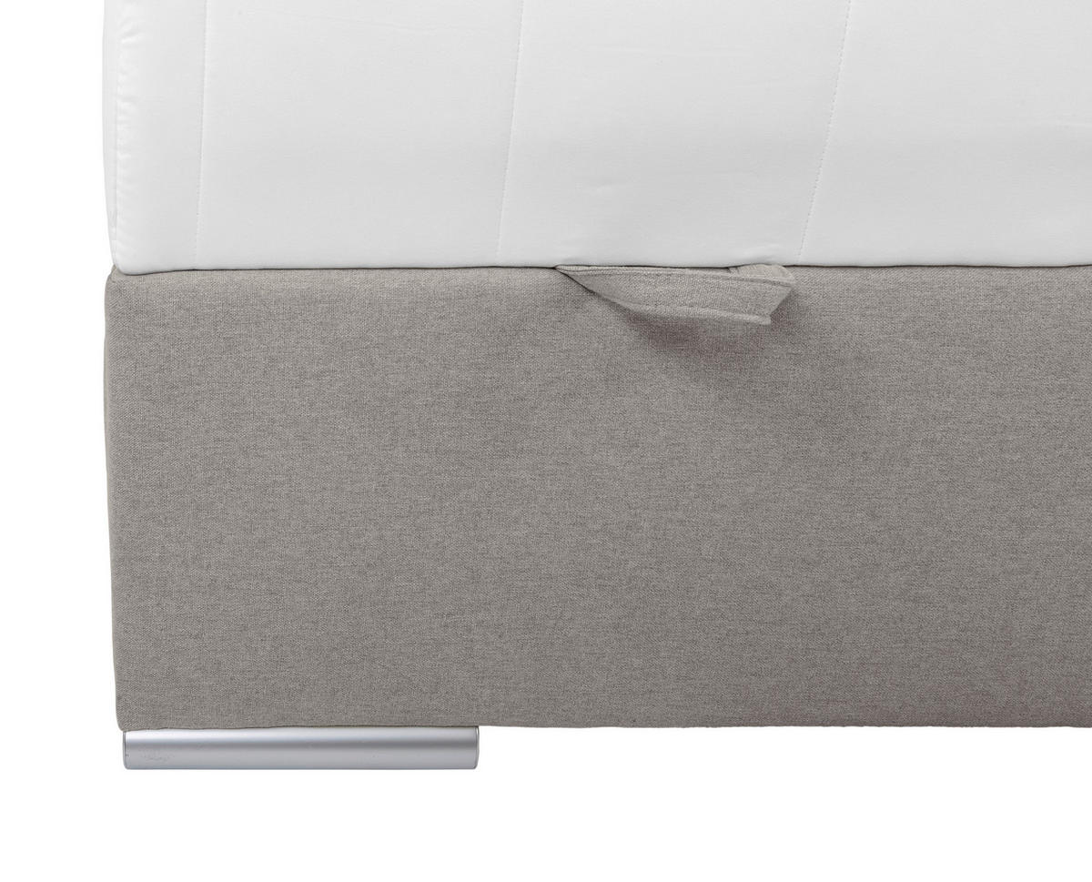POLSTERBETT Bettkasten, Topper 140/200 cm  in Taupe  - Taupe/Chromfarben, KONVENTIONELL, Holz/Kunststoff (140/200cm) - MID.YOU