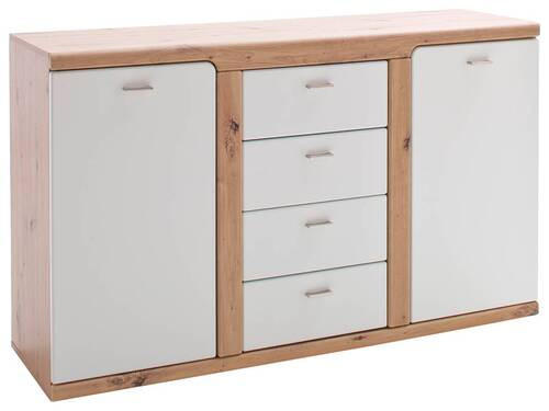 SIDEBOARD  in 150/91/45 cm  - Eichefarben/Weiß, Natur, Holzwerkstoff/Metall (150/91/45cm)